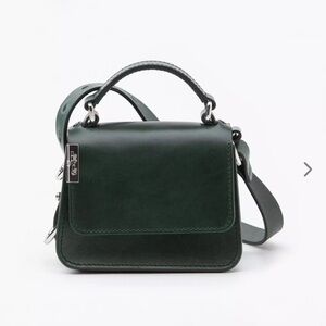 Levi's Dark Green Leather Mini Bag with Silver Hardware